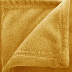 Atmosphera Plaid deken - okergeel - polyester - 125 x 150 cm