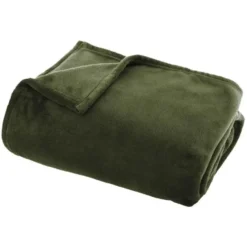 Atmosphera Plaid deken - olijfgroen - polyester - 125 x 150 cm