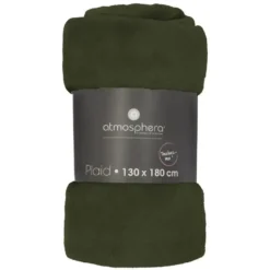 Atmosphera Plaid deken - olijfgroen - polyester - 130 x 180 cm