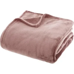 Atmosphera Plaid - oud roze - polyester - 180 x 230 cm