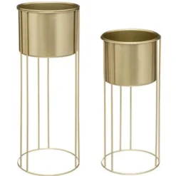 Atmosphera Plantenpotten - 2x - standaard - goud - 41 en 58 cm