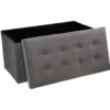 Atmosphera Poef/hocker - grijs - MDF/fluweel - 76 x 38 x 38 cm