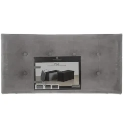 Atmosphera Poef/hocker - grijs - MDF/fluweel - 76 x 38 x 38 cm