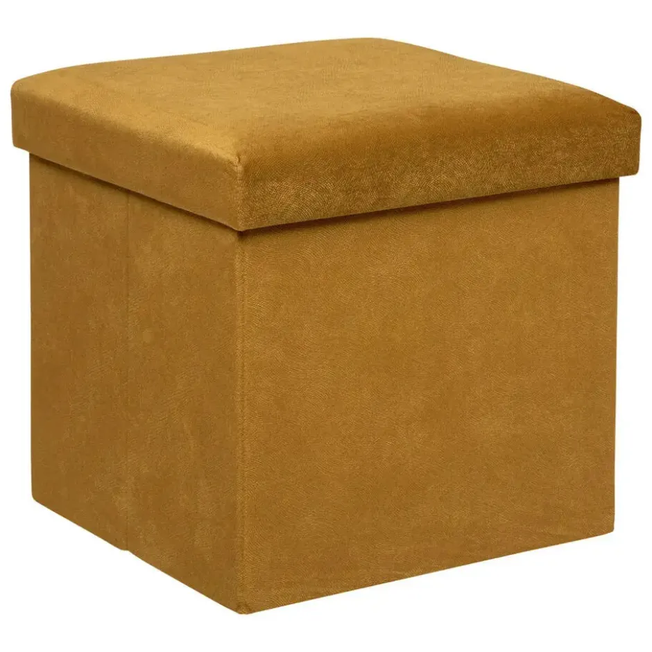 Atmosphera Storage Poef/Hocker - Opvouwbaar - Okergeel - 38x38 cm