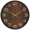 Atmosphera Wandklok/muur klok - Woody - Dia 38 cm - hout - bruin