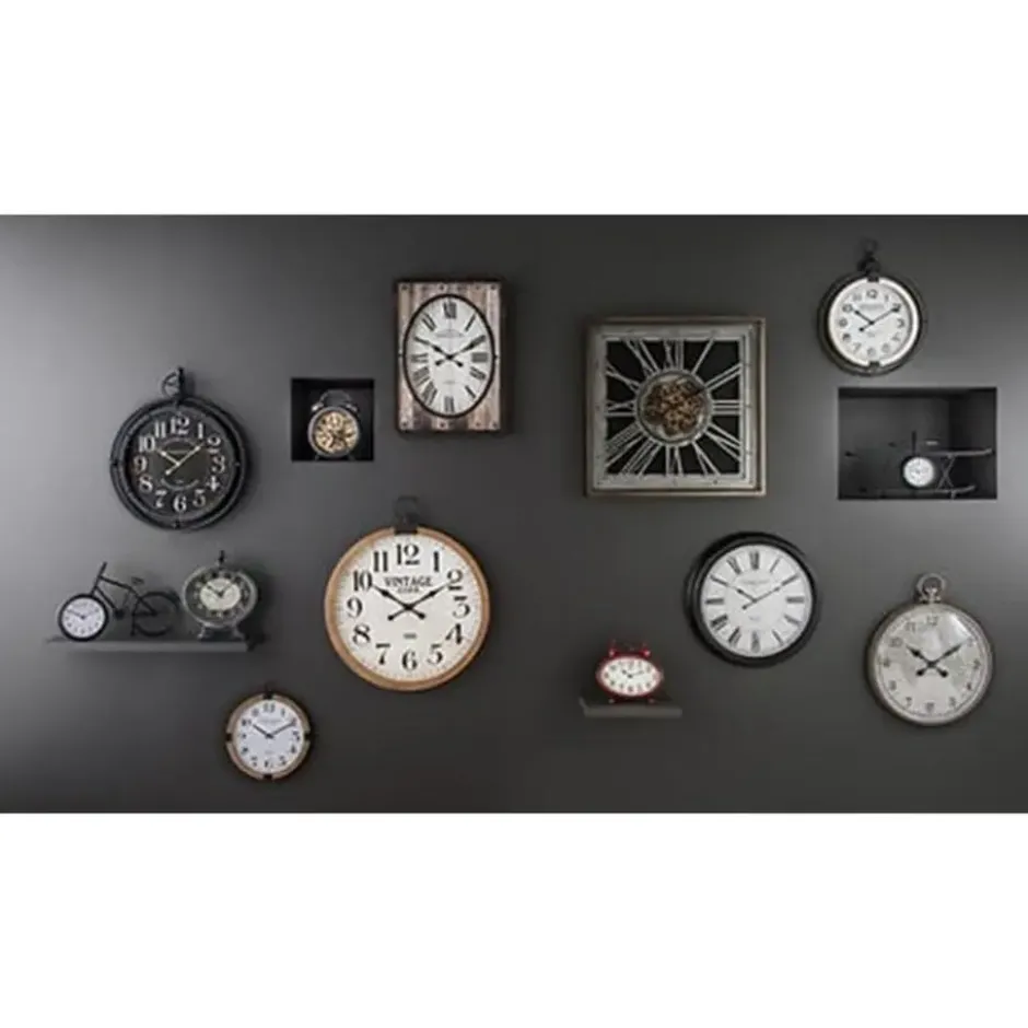 Atmosphera Wandklok/muur klok Vintage - D38 cm - hout - naturel