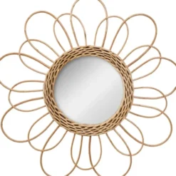 Atmosphera Wandspiegel - bloem - rotan - D38 cm - bohemian
