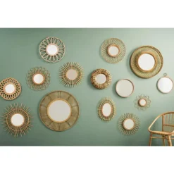 Atmosphera Wandspiegel Caya - Boho/ibiza stijl - rotan - 56 cm