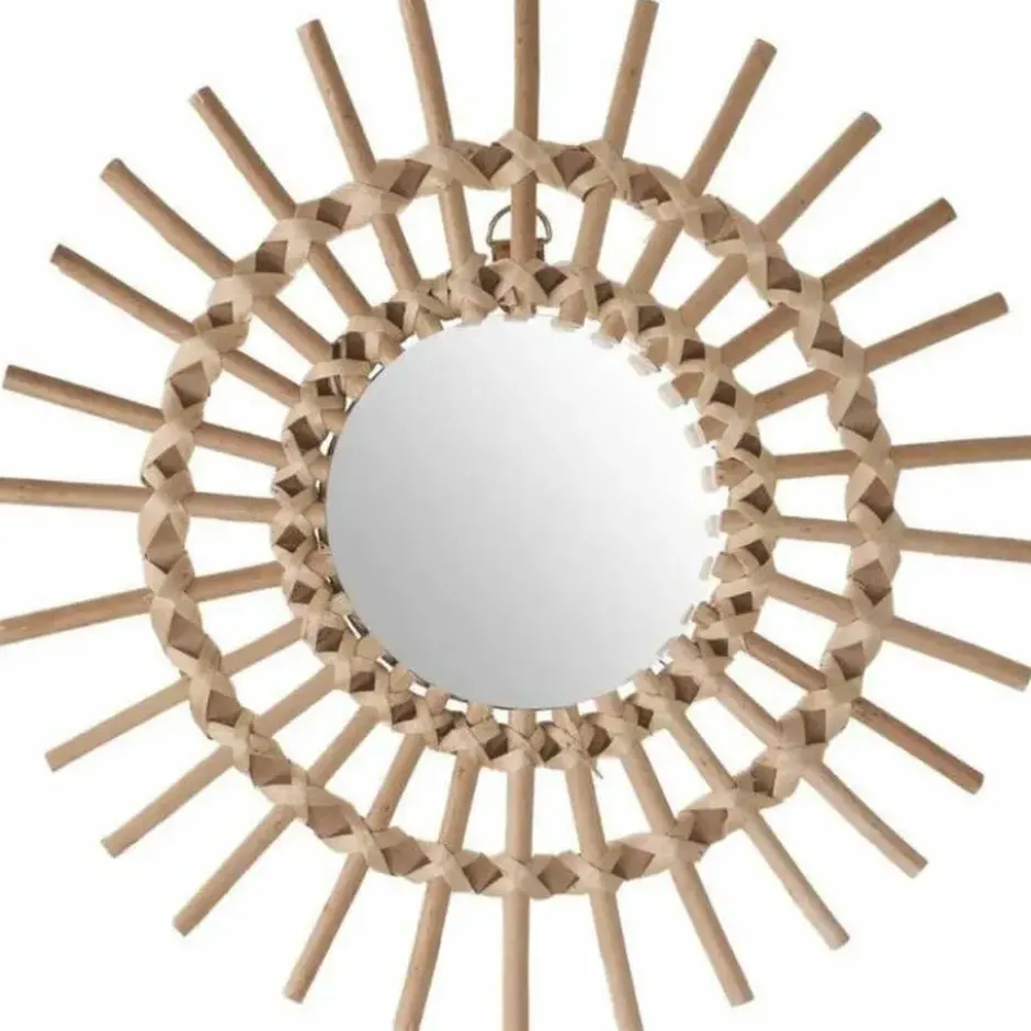 Atmosphera Wandspiegel - rond - rotan - 30 cm - bohemian spiegel
