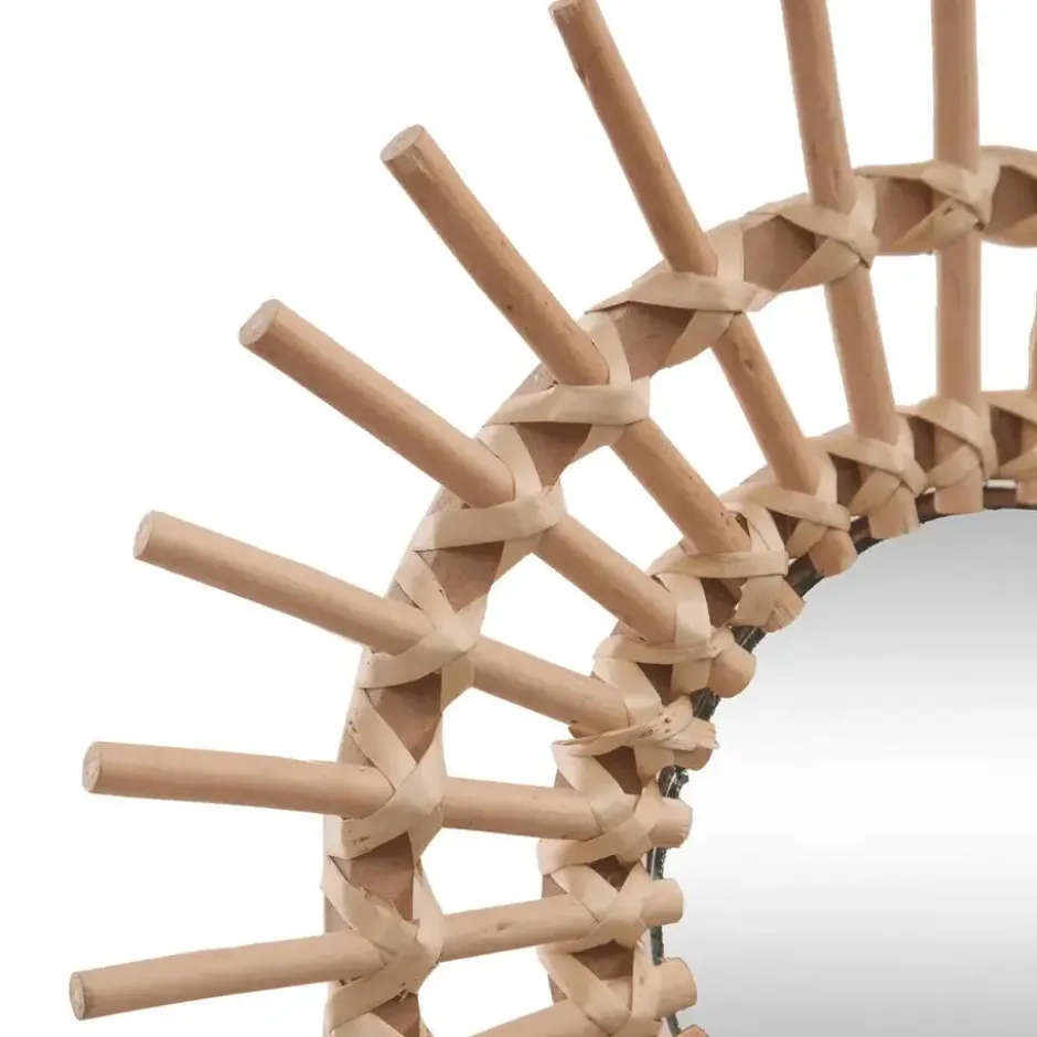 Atmosphera Wandspiegel - rond - rotan - 30 cm - bohemian spiegel
