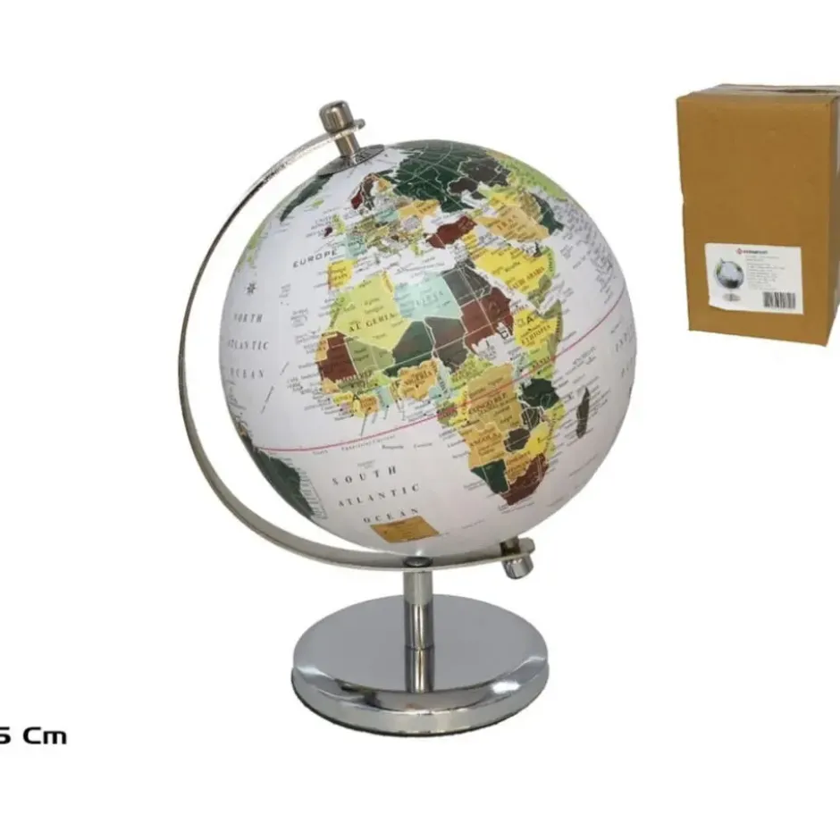 Atmosphera Wereldbol/globe - op voet - D15 cm - kunststof