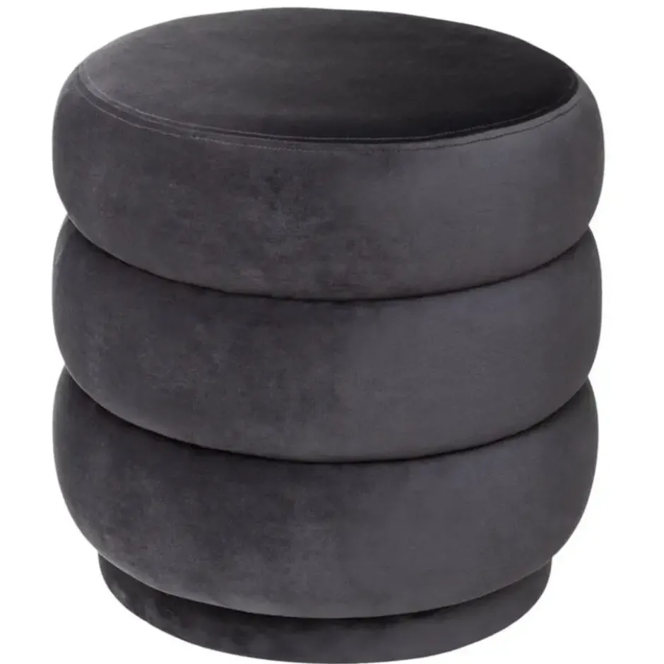 Atmosphera zit Poef - hout/stof - donkergrijs - 40 x 40 cm