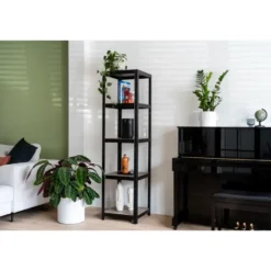 Avasco Stellingkast - Zwart - Opbergrek vierkant metaal - 176x45x45cm