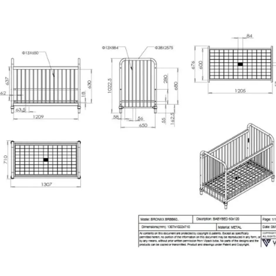 Babybed Bronxx - 60x120cm - olijfgroen