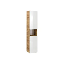 Badkamerkast ARUBA - 35 cmx32 cmx170 cm - Natuurlijk licht Wit Hout paneel