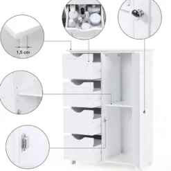 Badkamerkast - 4 Lades - MDF - Wit
