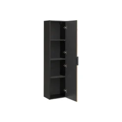 Badkamerkast MADELA - 35 cmx25 cmx140 cm - Zwart Natuurlijk licht Hout paneel