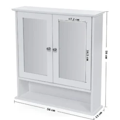 Badkamerkast met twee spiegels - 56x13x58 cm - wit
