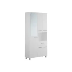 Badkamerkast MINELA - 88 cmx30 cmx180 cm - Wit Hout paneel