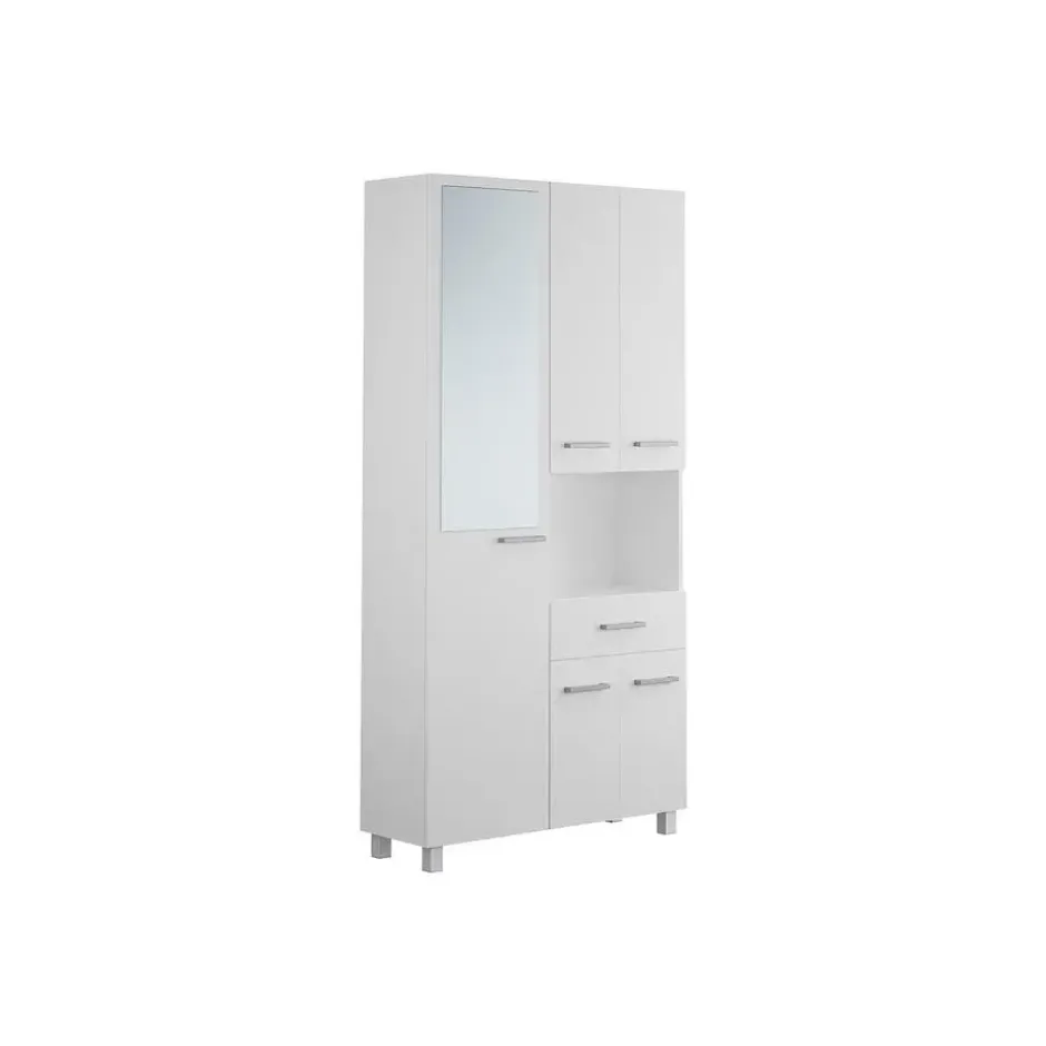 Badkamerkast MINELA - 88 cmx30 cmx180 cm - Wit Hout paneel