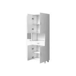 Badkamerkast MINELA - 88 cmx30 cmx180 cm - Wit Hout paneel
