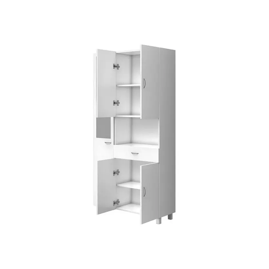 Badkamerkast MINELA - 88 cmx30 cmx180 cm - Wit Hout paneel