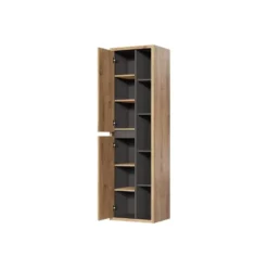 Badkamerkast PURNAL - 55 cmx33 cmx170 cm - Natuurlijk licht Hout paneel