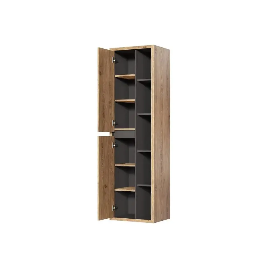 Badkamerkast PURNAL - 55 cmx33 cmx170 cm - Natuurlijk licht Hout paneel