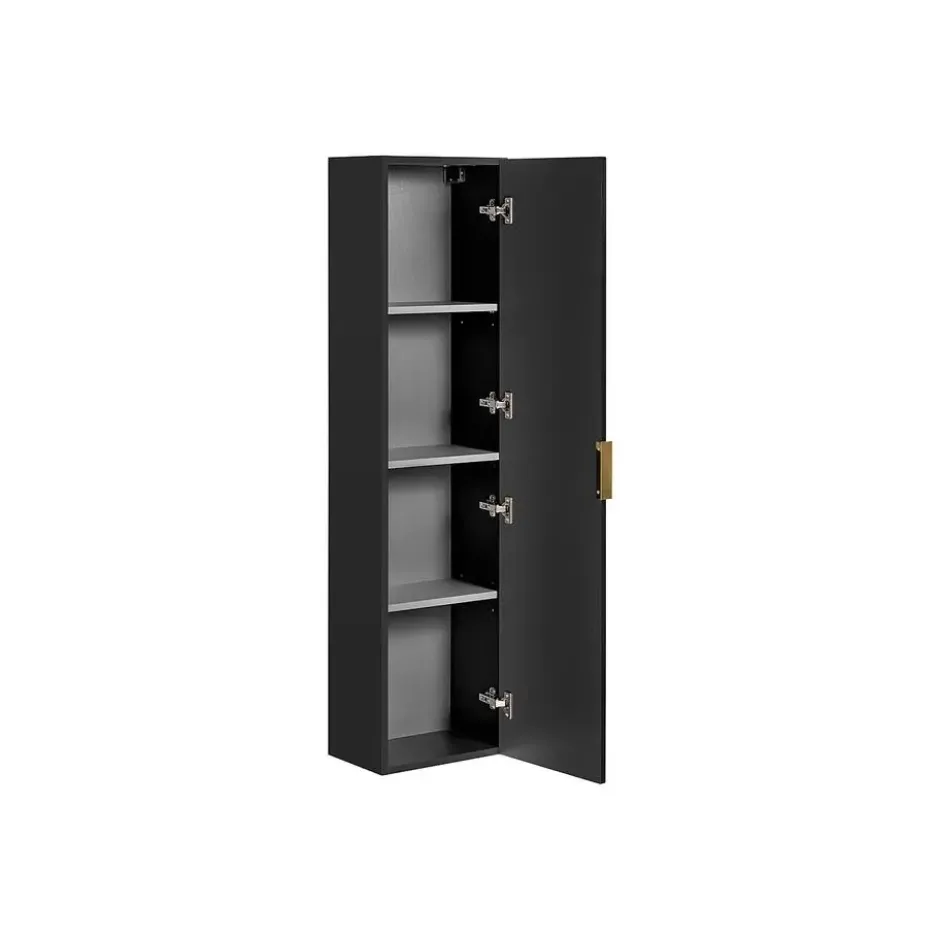 Badkamerkast ZEVARA - 35 cmx25 cmx140 cm - Zwart Hout paneel