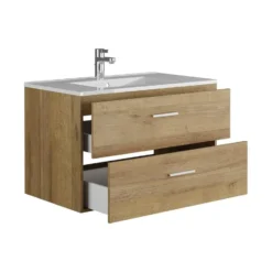 Badkamermeubel met enkele wastafel KAYLA - 80 cmx45 cmx47 cm - Natuurlijk licht