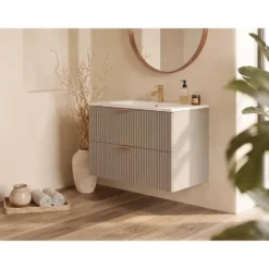 Badkamermeubel met enkele wastafel ZEVARA - 80 cmx46 cmx57 cm - Beige Hout