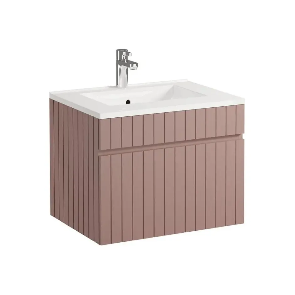 Badkamermeubel met enkele wastafel SATARA - 60 cmx46 cmx46 cm - Poederroze Hout