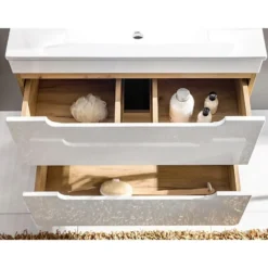 Badkamer set ARUBA - 80 cmx46 cmx59 cm - Natuurlijk licht Wit Hout paneel