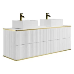 Badkamer set KELIZA - 150 cmx47 cmx54 cm - Wit Hout paneel