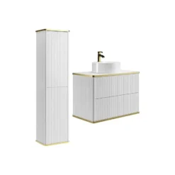 Badkamer set KELIZA - 80 cmx47 cmx54 cm - Wit Hout paneel