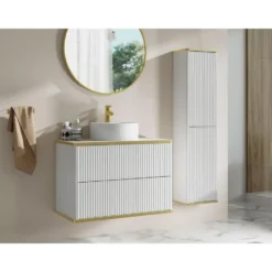 Badkamer set KELIZA - 80 cmx47 cmx54 cm - Wit Hout paneel