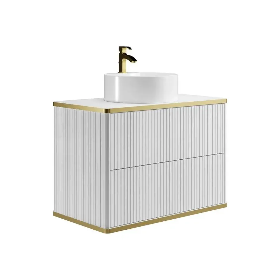 Badkamer set KELIZA - 80 cmx47 cmx54 cm - Wit Hout paneel