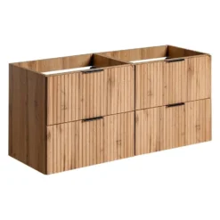 Badkamer set ZEVARA - 120 cmx46 cmx57 cm - Natuurlijk licht Hout paneel
