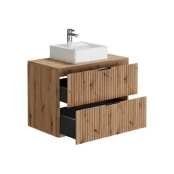 Badkamer set ZEVARA - 80 cmx46 cmx57 cm - Natuurlijk licht Hout paneel