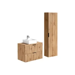 Badkamer set ZEVARA - 80 cmx46 cmx57 cm - Natuurlijk licht Hout paneel