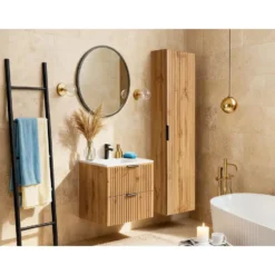 Badkamer set ZEVARA - 60 cmx46 cmx57 cm - Natuurlijk licht Hout paneel