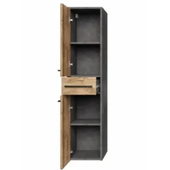 Badplaats Badkamerkast Florence 30 x 35 x 130 cm - Donker Grijs met Kastanje