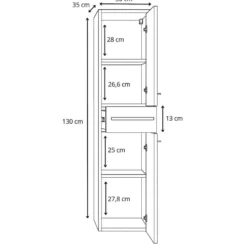 Badplaats Badkamerkast Florence 30 x 35 x 130 cm - mat zwart