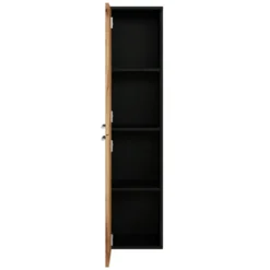 Badplaats Badkamerkast Saturnus 35 x 35 x 130 cm - mat zwart met eiken