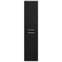 Badplaats Badkamerkast Saturnus 35 x 35 x 130 cm - kastanje eiken met mat zwart