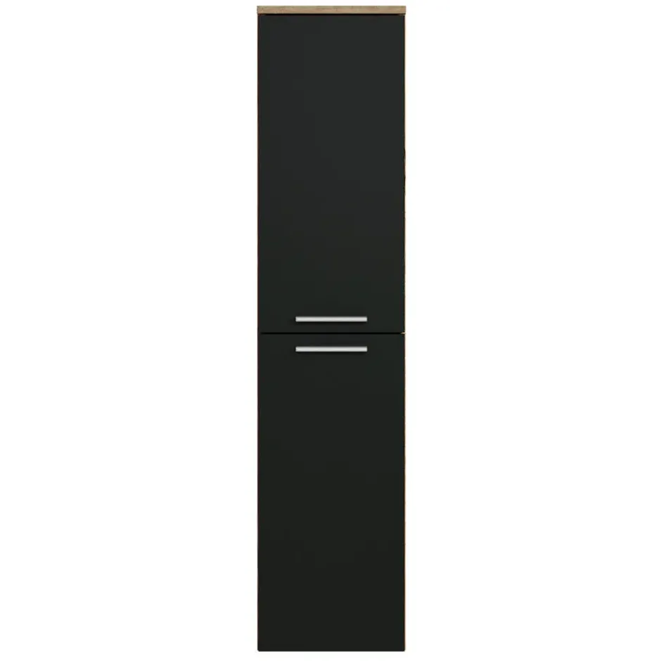 Badplaats Badkamerkast Saturnus 35 x 35 x 130 cm - kastanje eiken met mat zwart