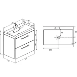 Badplaats Badkamermeubel Florence 01 60cm met spiegelkast - kastanje eiken