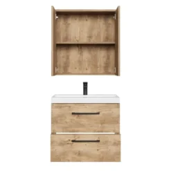 Badplaats Badkamermeubel Florence 01 60cm met spiegelkast - kastanje eiken