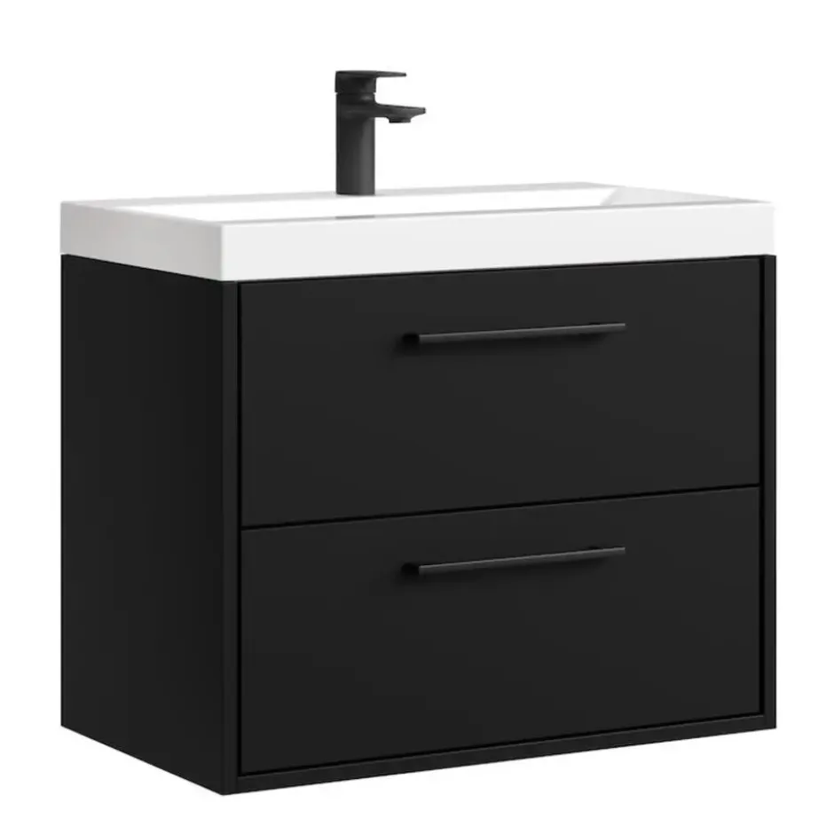Badplaats Badkamermeubel Florence 01 60cm met wastafel - mat zwart