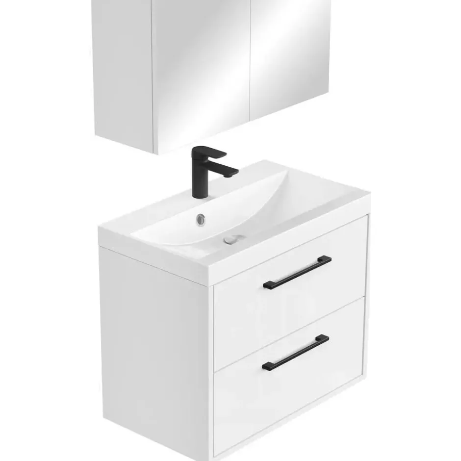 Badplaats Badkamermeubel Florence 01 60cm met spiegelkast - hoogglans wit